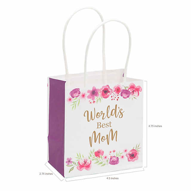 4 1/2 x 4 3/4 Small Mother's Day Paper Gift Bags - 12 Pc.