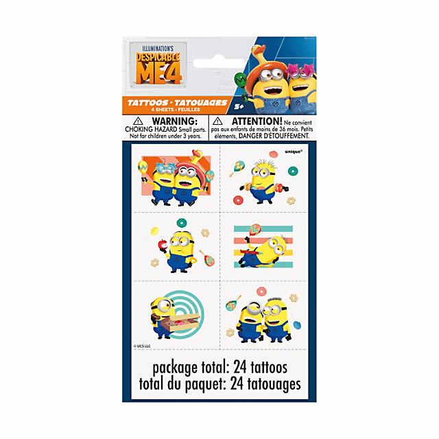 4 1/4 x 8 Despicable Me 4 Minions Temporary Tattoos - 24 Pc.