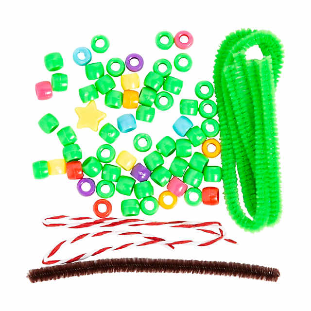 4 x 5 1/2 Beaded Chenille Stem Christmas Tree Ornament Craft Kit - Makes 12