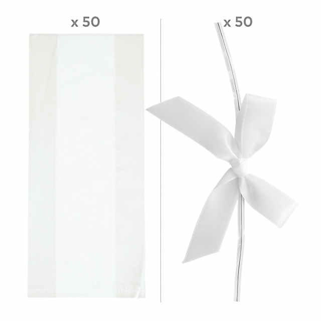 Clear Cellophane Bags with White Bow Medium Kit Assortment May Vary, Men's