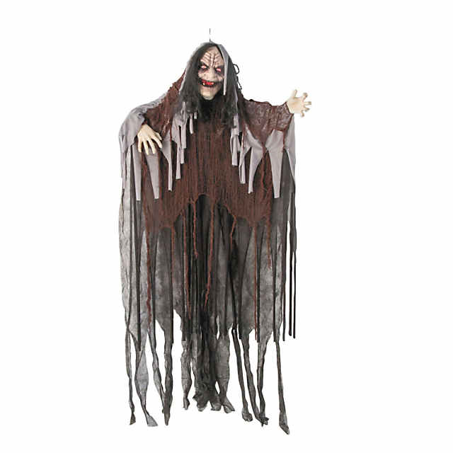 6 Ft. Talking Hanging Witch in Black Cloak with Light-Up Eyes Halloween Decoration | Halloween Express