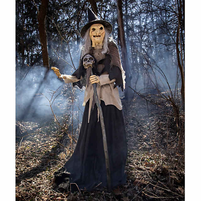 6' Lunging Witch With Digital Eyes Animated Pro | Halloween Express