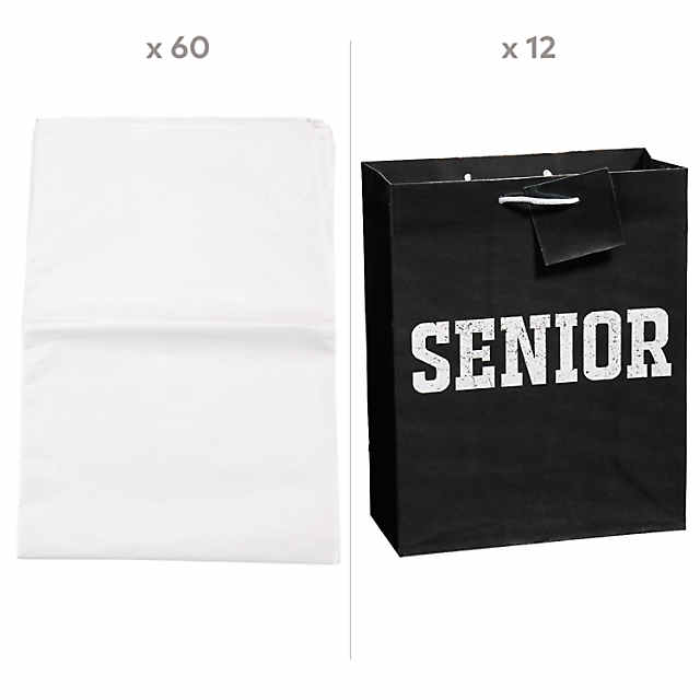 72 PC 7.2x9 Medium Senior Class Paper Gift Bags & Tissue Paper Kit