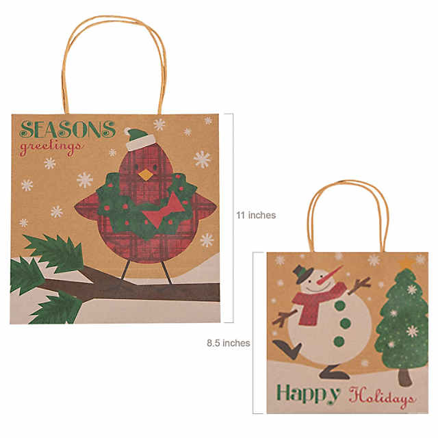 Christmas Scene Kraft Paper Gift Bag Medium & Large Assortment May Vary, Men's