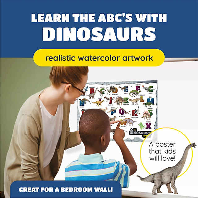 ABC Dinosaur Poster, Watercolor Dinosaur Pictures with Alphabet