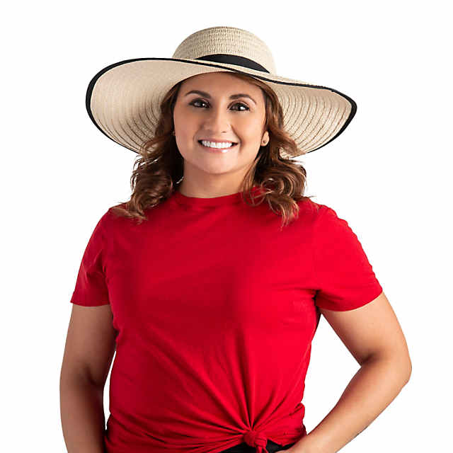 Adults Sun Hat with Black Band, adult Unisex, Size: One size, Beige