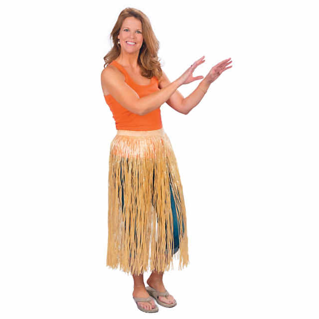 Hawaiian Grass Skirt Set Coconut Bra Top Green Adult 