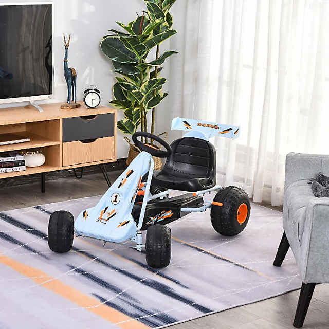 Aosom Pedal Go Kart Children Ride On Car Cute Style with Adjustable Seat Plastic Wheels Handbrake and Shift Lever