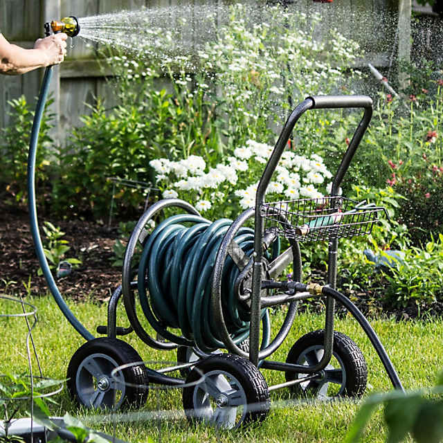 Backyard Expressions Garden Hose Reel with Wheels - Heavy Duty