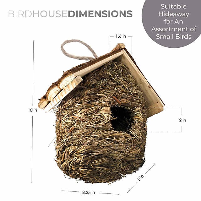 Bird Nest Natural Bird Hut for Outside Hummingbird House Natural Grass  Material