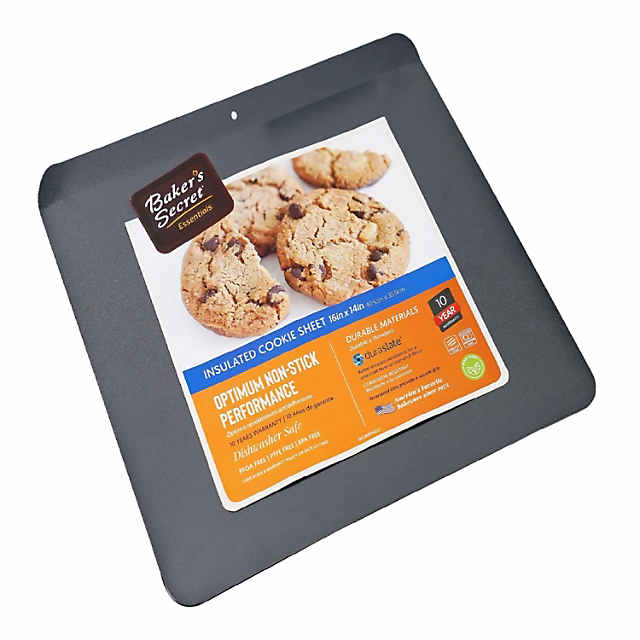 Baker's Secret Non-stick Insulated Cookie Sheet 16.5x14.4 Dark Grey  Essentials Line Carbon Steel 