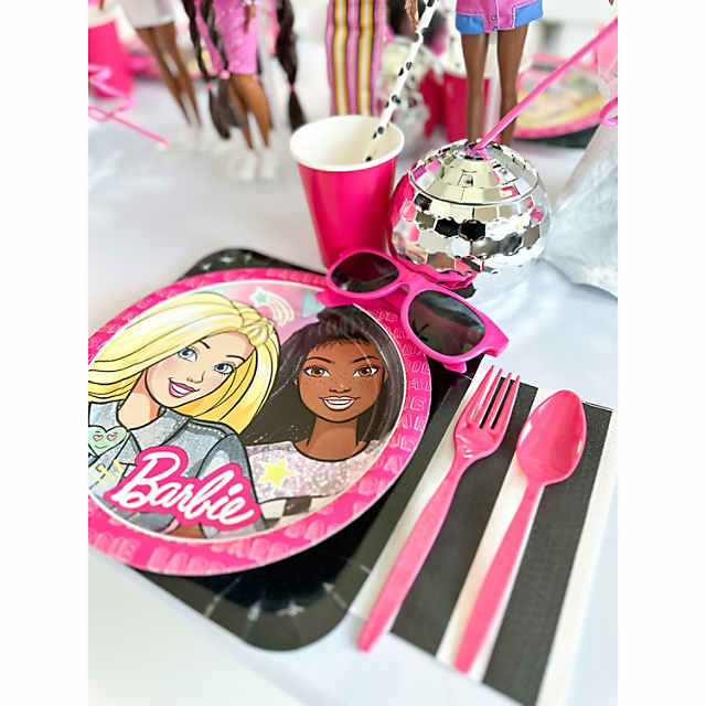 Barbi Pink Plates DOLL Party Set, Birthday Party Supply, Kids Party Set  90pcs (Color:Barbie)(Color:Dream House) Barbie Party Supplies , big pack  all