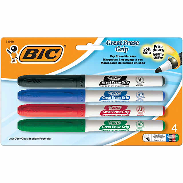 Bic Great Erase Low Odor Dry Erase Markers, Fine Point, 4 per Pack, 6 Packs