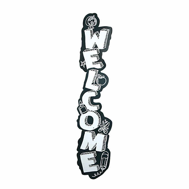 Black White Welcome Door Banner Discontinued