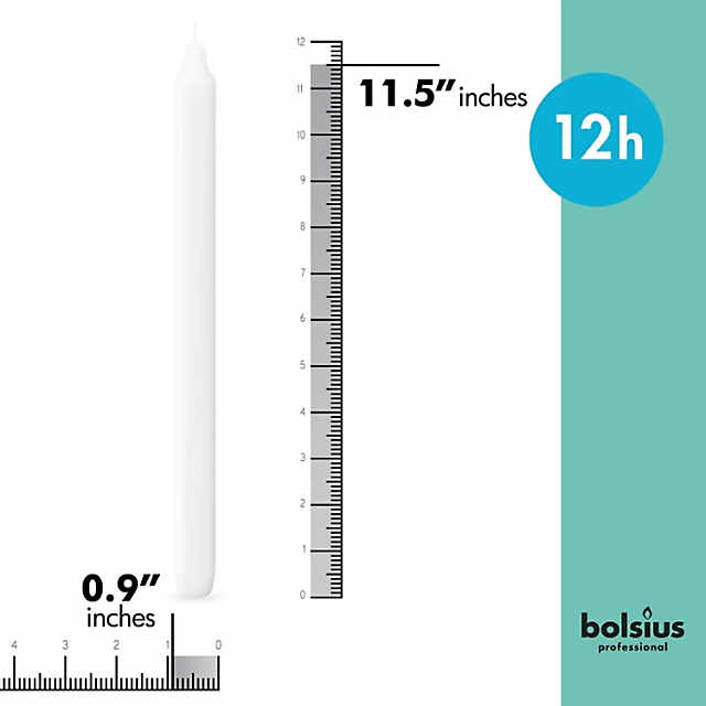 Bolsius White Tall Bulk Taper Candles Unscented 11.5 - 50 Pack