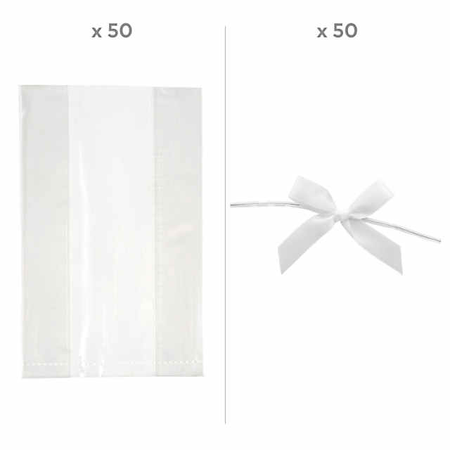 Clear Cellophane Bags with Gold Bow Small Kit Bulk 100 PC, Women's