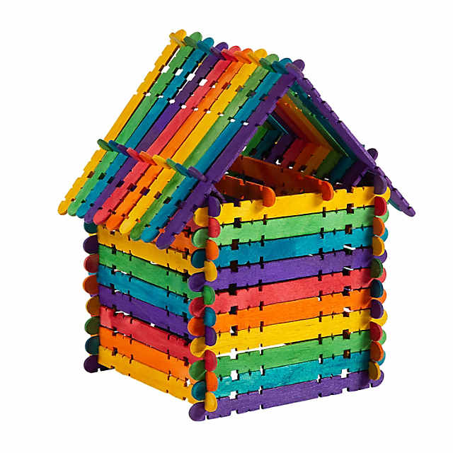 Colored Popsicle Sticks, Natural Sawtooth Popsicle Sticks