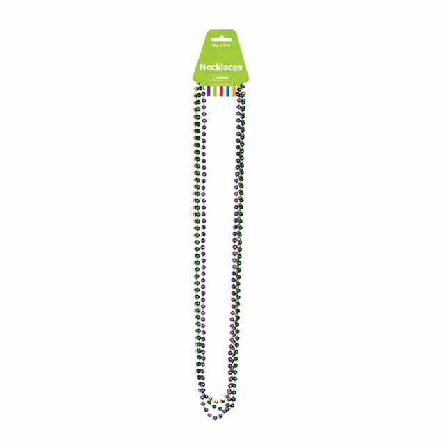 Bulk 48 Pc. Metallic Mardi Gras Bead Necklaces