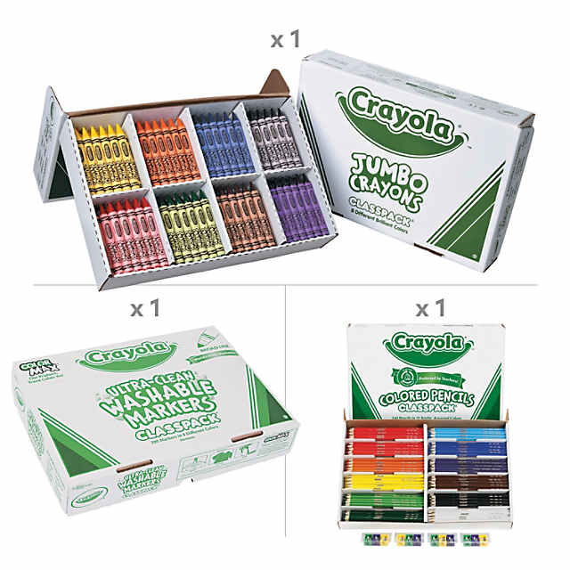 Crayola Combo Classpack - 128 Large Crayons + 128 Ultra-Clean Washable  Markers Per Box - 8 Colours - CYO523348