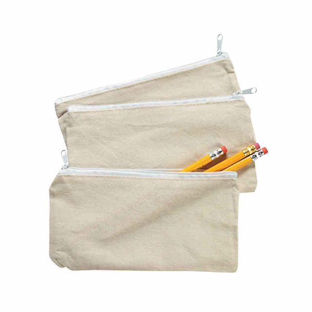 Pack of 2 Kids Fabric Painting Craft White Pencil Case Cotton To Colour 