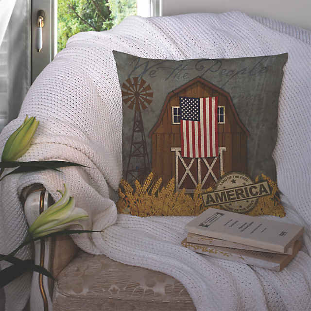 Caroline's Treasures Vha3036pw1818 Patriotic Barn Land of America Fabric Decorative Pillow