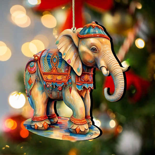 Carousel Elephant Wooden Ornaments by G. Debrekht - Christmas