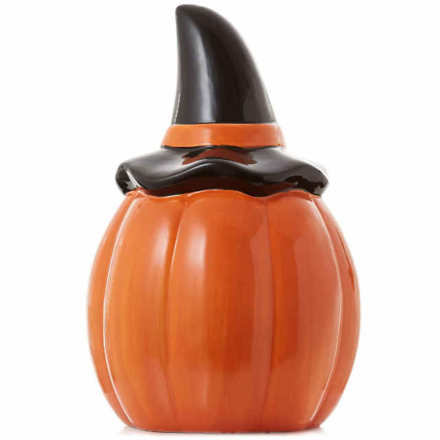 Casafield Ceramic Halloween Jack-o-Lantern - Hand Painted, Pre-Lit LED, Tabletop Decor (12.1"H X 7.75"W)