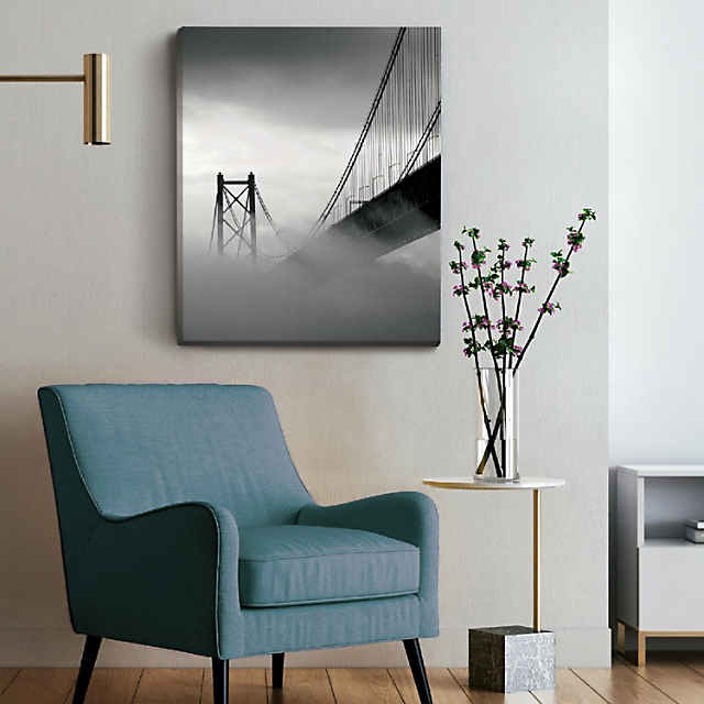 Cavepop Black and White Bridge Canvas Wall Art 32x48