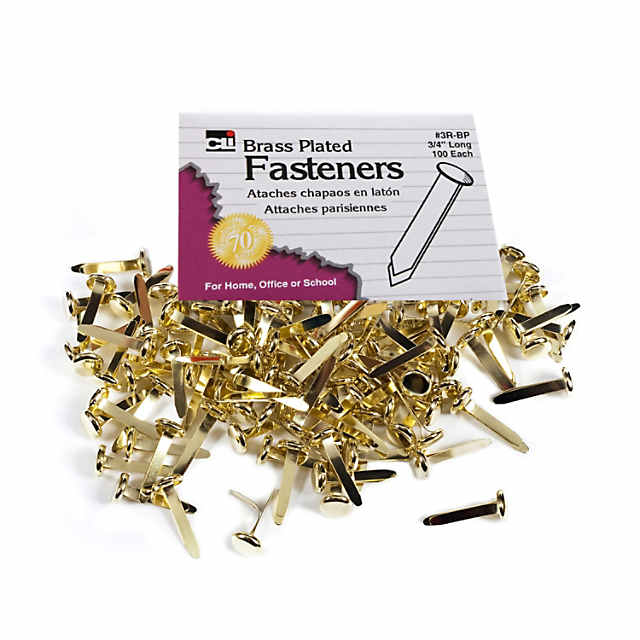 Charles Leonard Brass Plated Paper Fasteners, 3/4, 100 Per Box, 20 Boxes