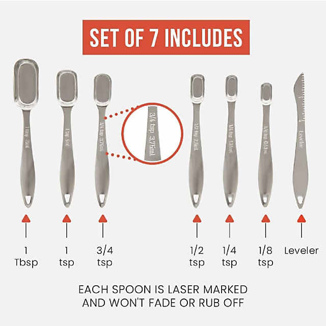 Chef Craft 4 Piece Nesting Stainless Steel Measuring Spoon Set - 1/4  Teaspoon to 1 Tablespoon