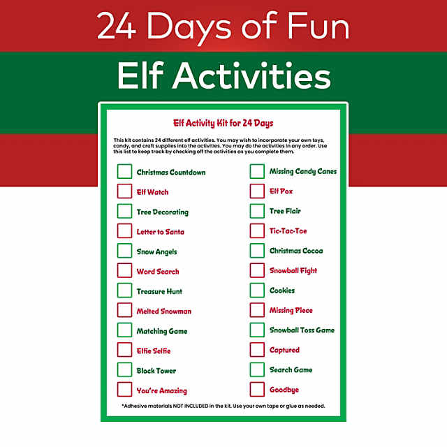 Christmas Elf Games & Activity Kit with Instructions for 24 Days