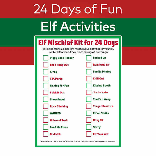 Christmas Elf Mischief Activity Kit with Props & Instructions for 24 Days