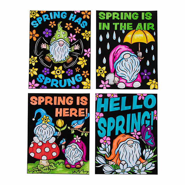 Color Your Own Spring Gnome Fuzzy Posters - 12 Pc.