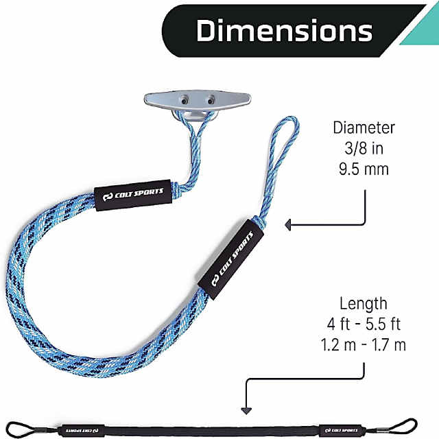Colt Sports Bungee Dock Lines Mooring Rope for Boats - Blue, White and  Black 5 Feet - Marine Rope, Elastic Boat, Jet Ski with Secure Stainless  Steel Hooks
