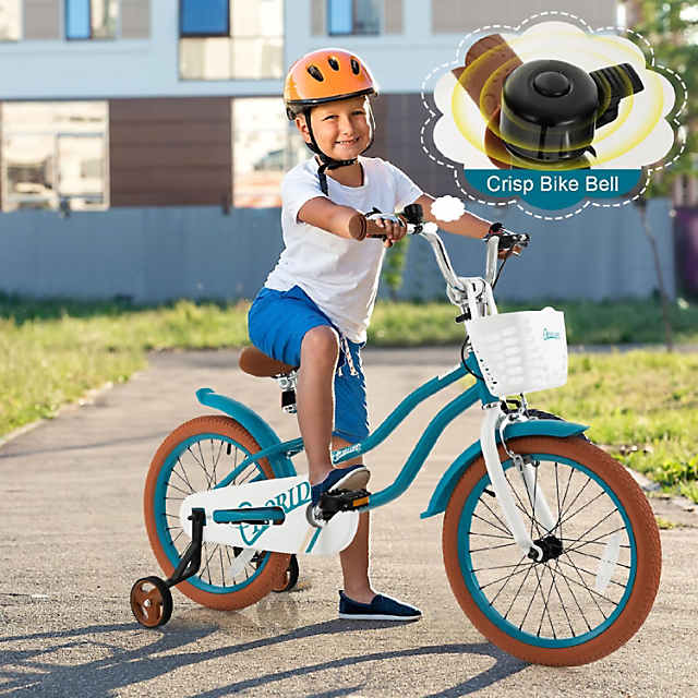 Vélo de 18 po pour enfants avec roues d'entraînement amovibles et panier de  Costway pour enfants de 4-8 ans