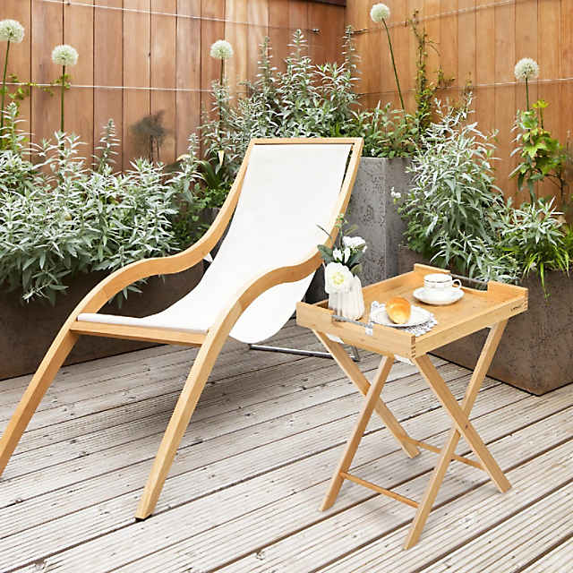 Costway Bamboo Lipped Snack Side Table Multi Functional Folding TV Tray for  Sofa Bed