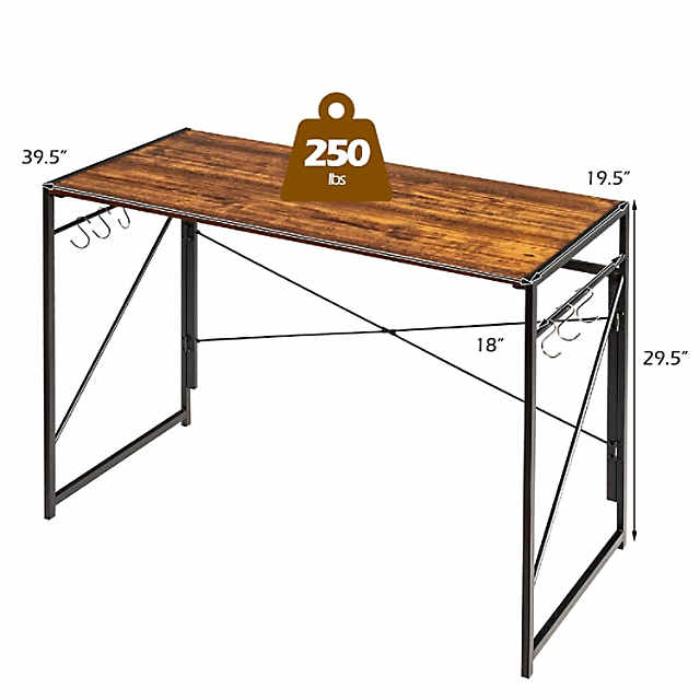 Costway L Shaped Electric Adjustable Standing Desk w/ Controller 2 Hooks  Rustic