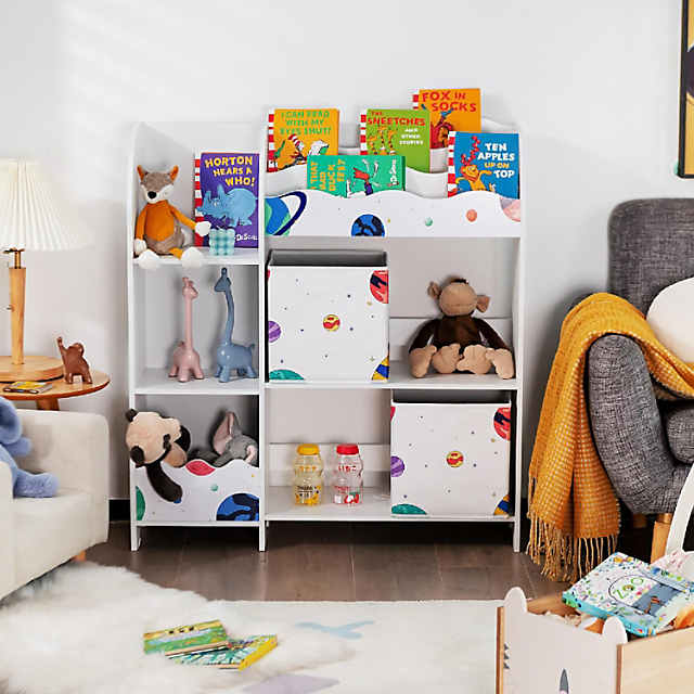 Costway Kids Toy Storage Organizer 4-cube Wooden Display Bookcase