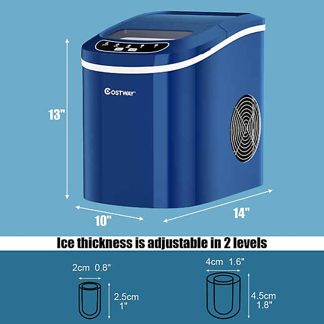 Costway Portable Compact Electric Ice Maker Machine Mini Cube 26lb/Day ABS  Navy