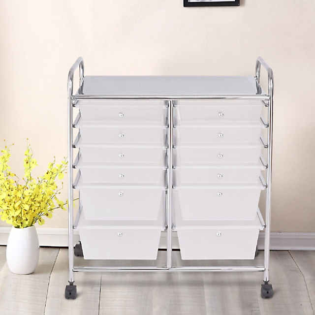 12 Drawers Rolling Cart Storage Scrapbook Paper Organizer Bins