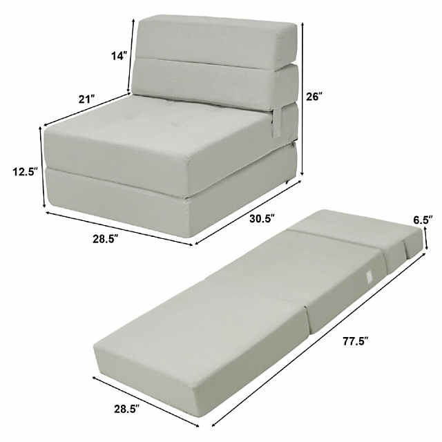 Costway Convertible Sofa Bed 3 Position Folding Sleeper Chair w/ Pillow  Grey 
