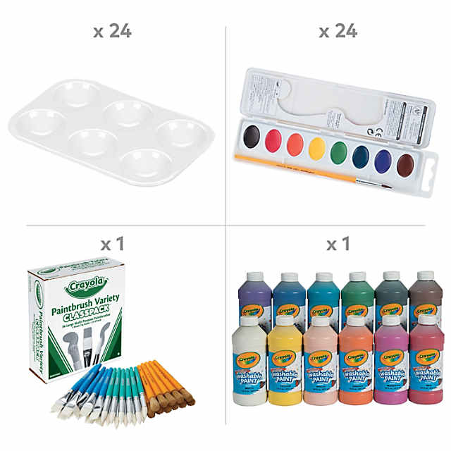 96 PC Crayola Washable Paint Starter Kit for 24