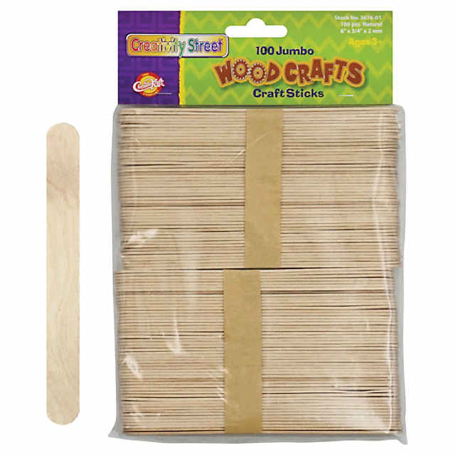 Go Create Jumbo Wood Craft Sticks, 75-Pack Real Wood Craft Sticks 
