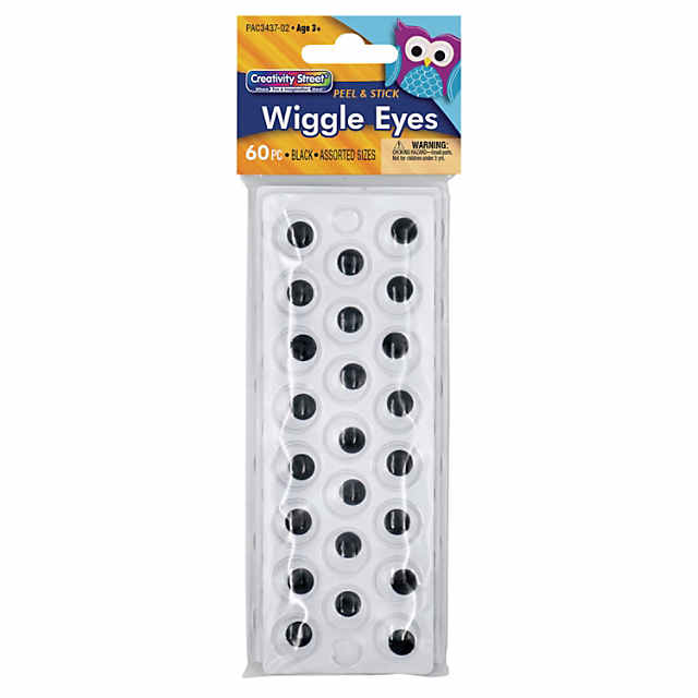 Creativity Street Peel & Stick Wiggle Eyes on Sheets, Black, Assorted Sizes, 60 per Pack, 6 Packs