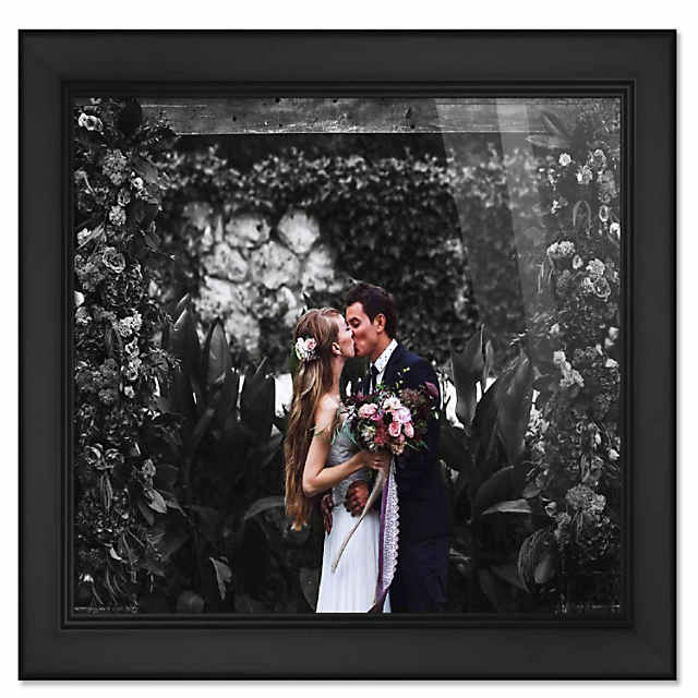 CustomPictureFrames 6x6 Modern Black Wood Picture Frame - with Acrylic Front and Foam Board Backing