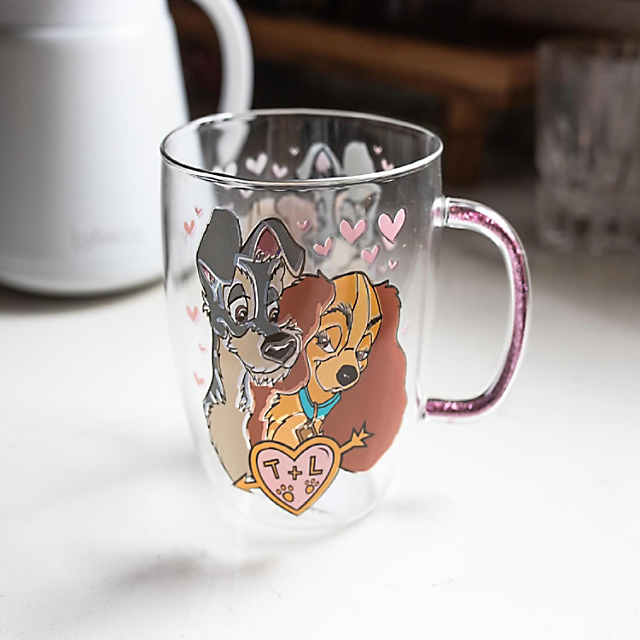 Disney Lady and the Tramp 14-Ounce Heart-Shaped Handle Ceramic Mugs | Set  of 2