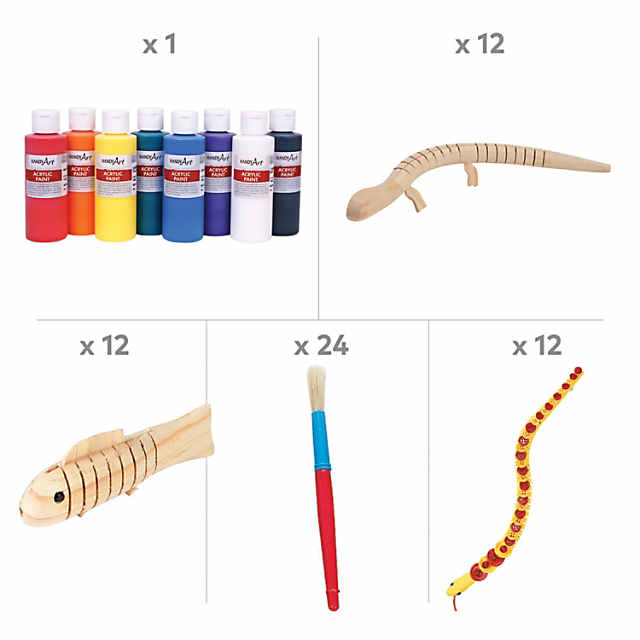 DIY Unfinished Wood Wiggle Animals Craft Kit Assortment May Vary