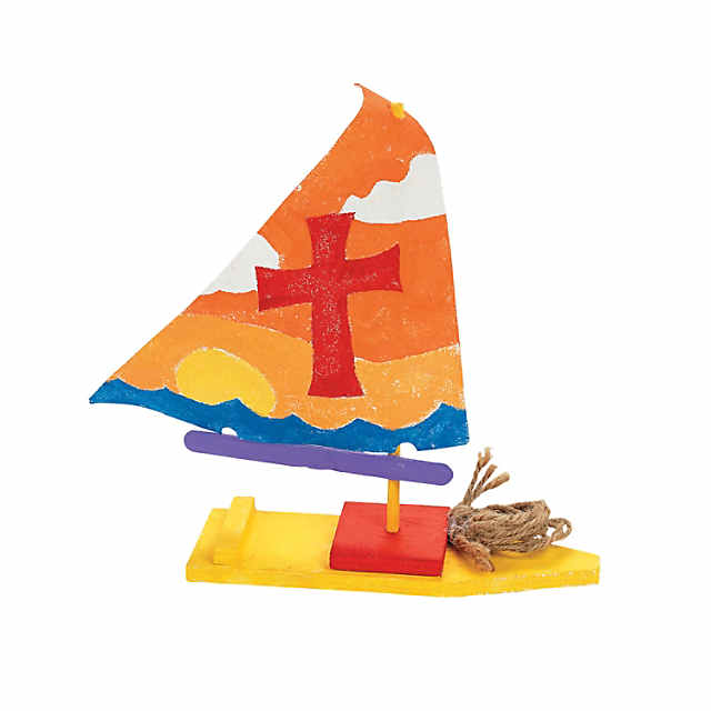 Fun Express - DIY Wood Sailboat Kits - Craft Kits - DYO - Wood - Toy - 12 Pieces