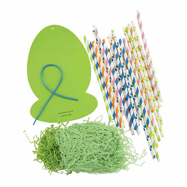 Fun Express 6 PC Easter Egg Paper Straw Sign Craft Kit 5 x 8