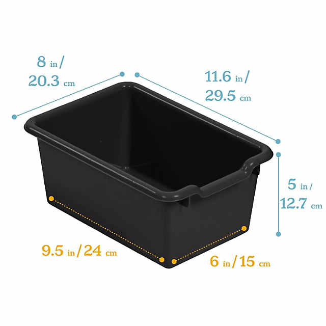 ECR4Kids Scoop Front Storage Bin, Multipurpose Organization, Black, 5-Piece